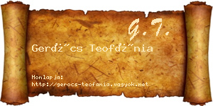 Gerócs Teofánia névjegykártya